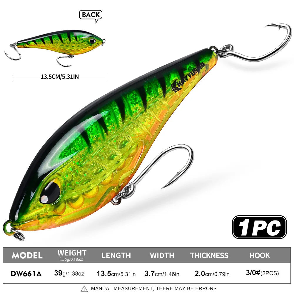 Heavy-Duty Sinking VIB Pencil Lure | 39g / 125g | Long-Cast Offshore Hard Bait