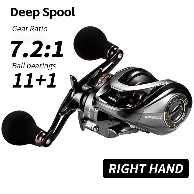 SOLOKING HIAW200 Baitcasting Reel – Dual Gear Ratios (5.4 & 7.2), 11+1 Bearings for Sea & Boat Fishing