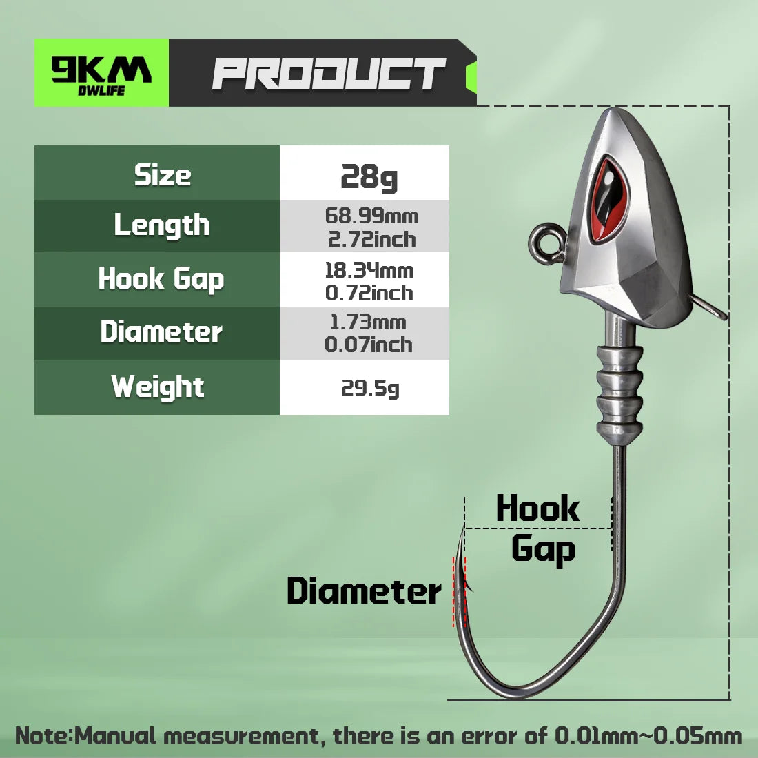 9KM Swimbait Jig Head Hooks | 5 Pack | 21–42g | 3D Eye Saltwater Jig Heads