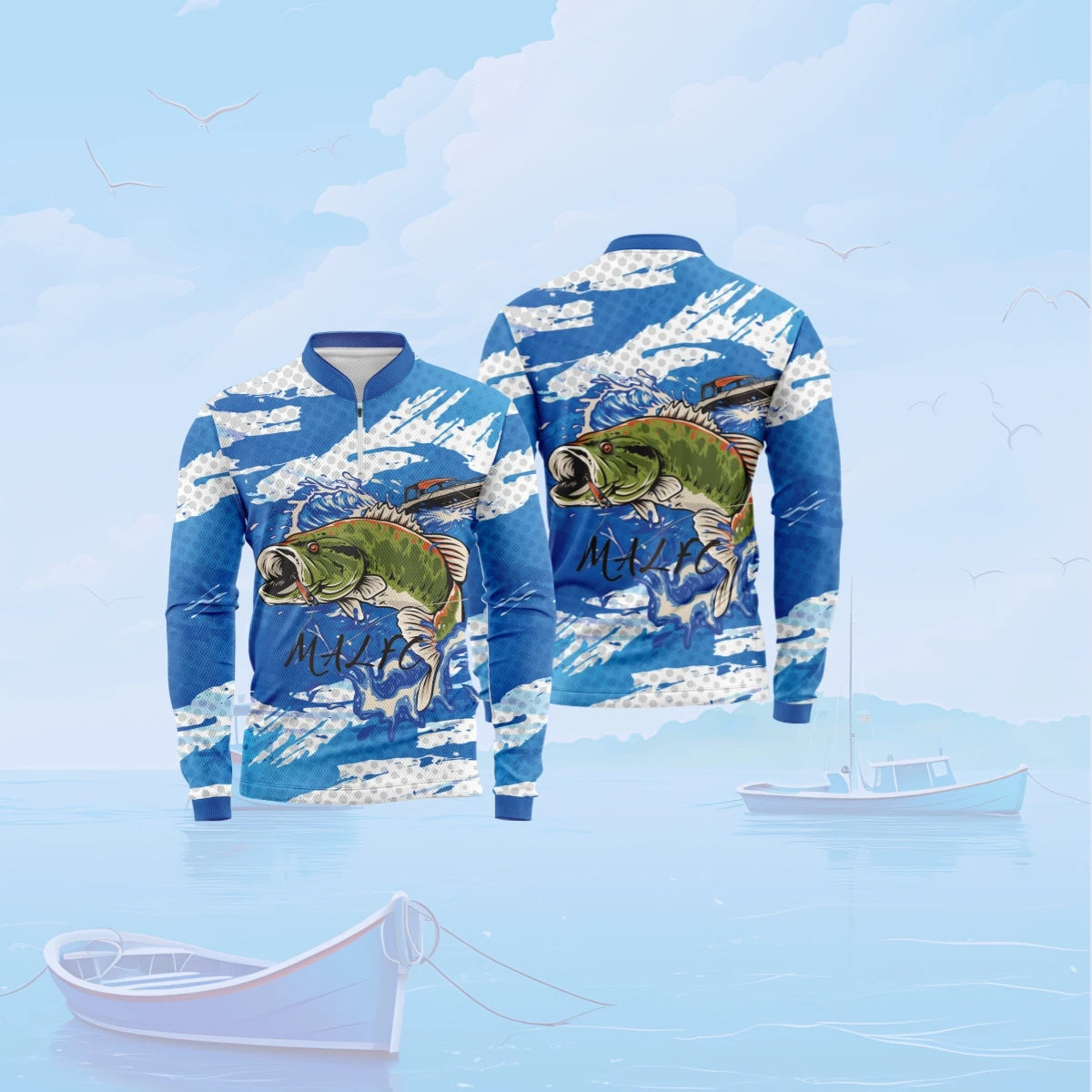 MALFC Long Sleeve Zip-Up Fishing Shirt β Quick-Dry, Breathable & UPF 50+ Sun Protection