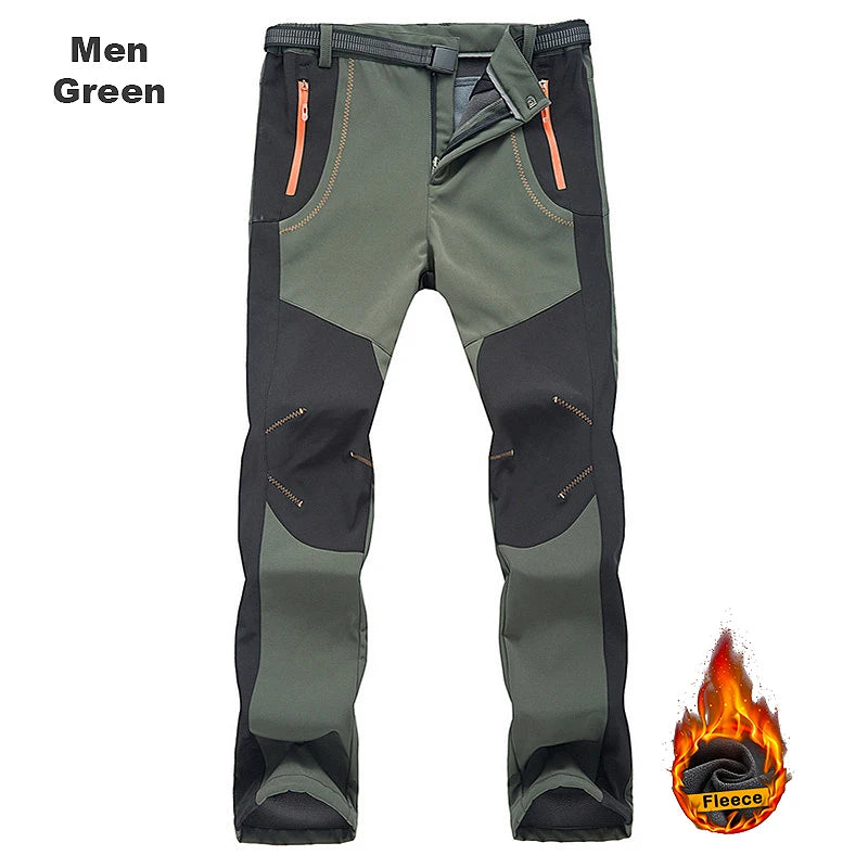 LNGXO Men’s Winter Softshell Hiking Pants | Fleece-Lined Waterproof & Windproof Outdoor Trousers