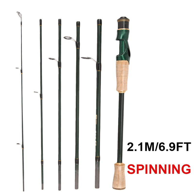 Carbon Travel Lure Rod | 2.1m / 2.4m | 6-Piece | Solid Tip | Ultralight Spinning & Casting Rod