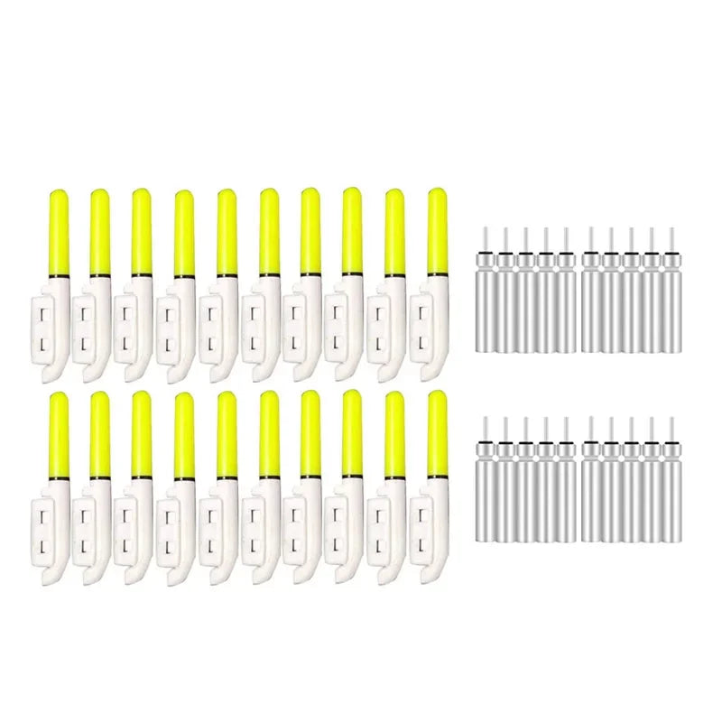 LED Fishing Light Sticks (20 Pack) | Includes Batteries | CR322/CR425 | Waterproof Clip-On Night Glow Lamps