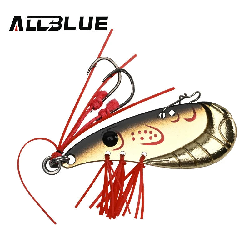 ALLBLUE Crazy Shrimp Metal VIB Lure | 7g / 14g | Sinking Blade Spoon | Assist Hook & Rubber Skirt | Bass & Predator Bait