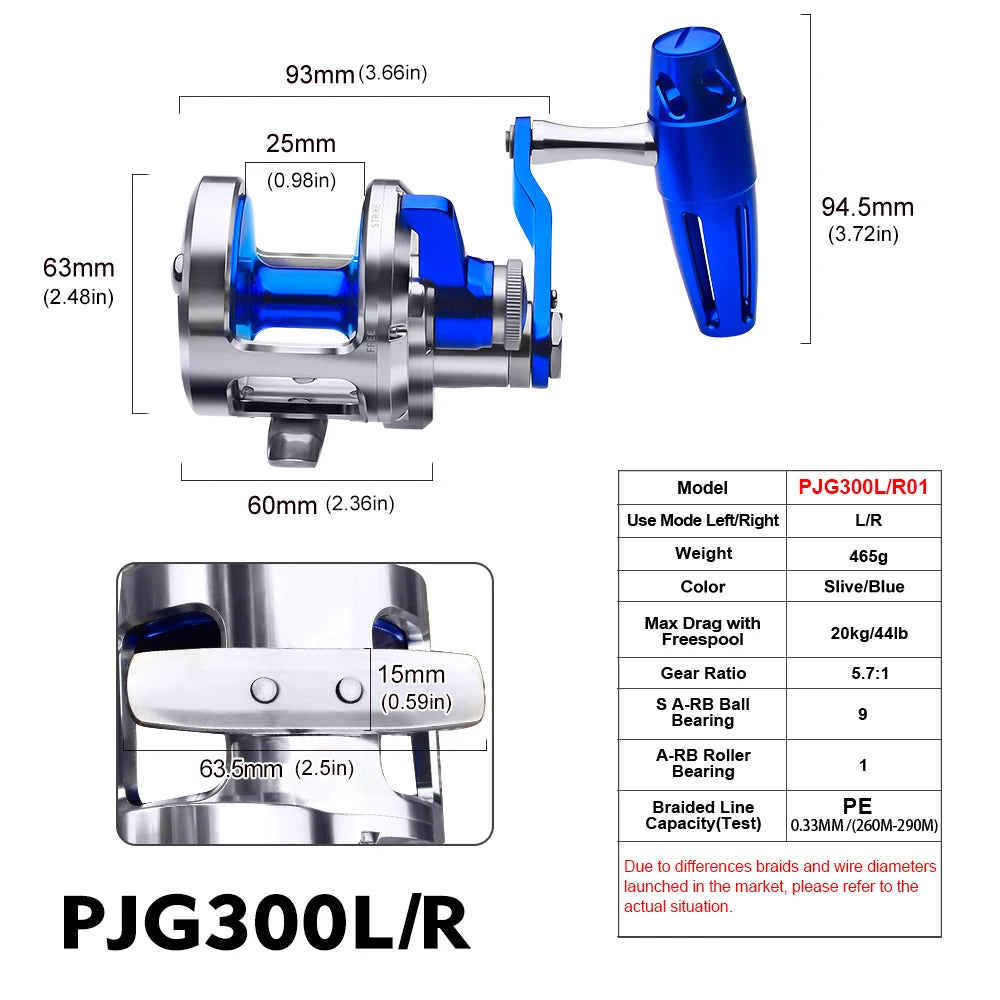 PROBEROS Full Metal Offshore Jigging & Trolling Reel | 20kg Drag | 5.7:1 | PJG300 / PJG400