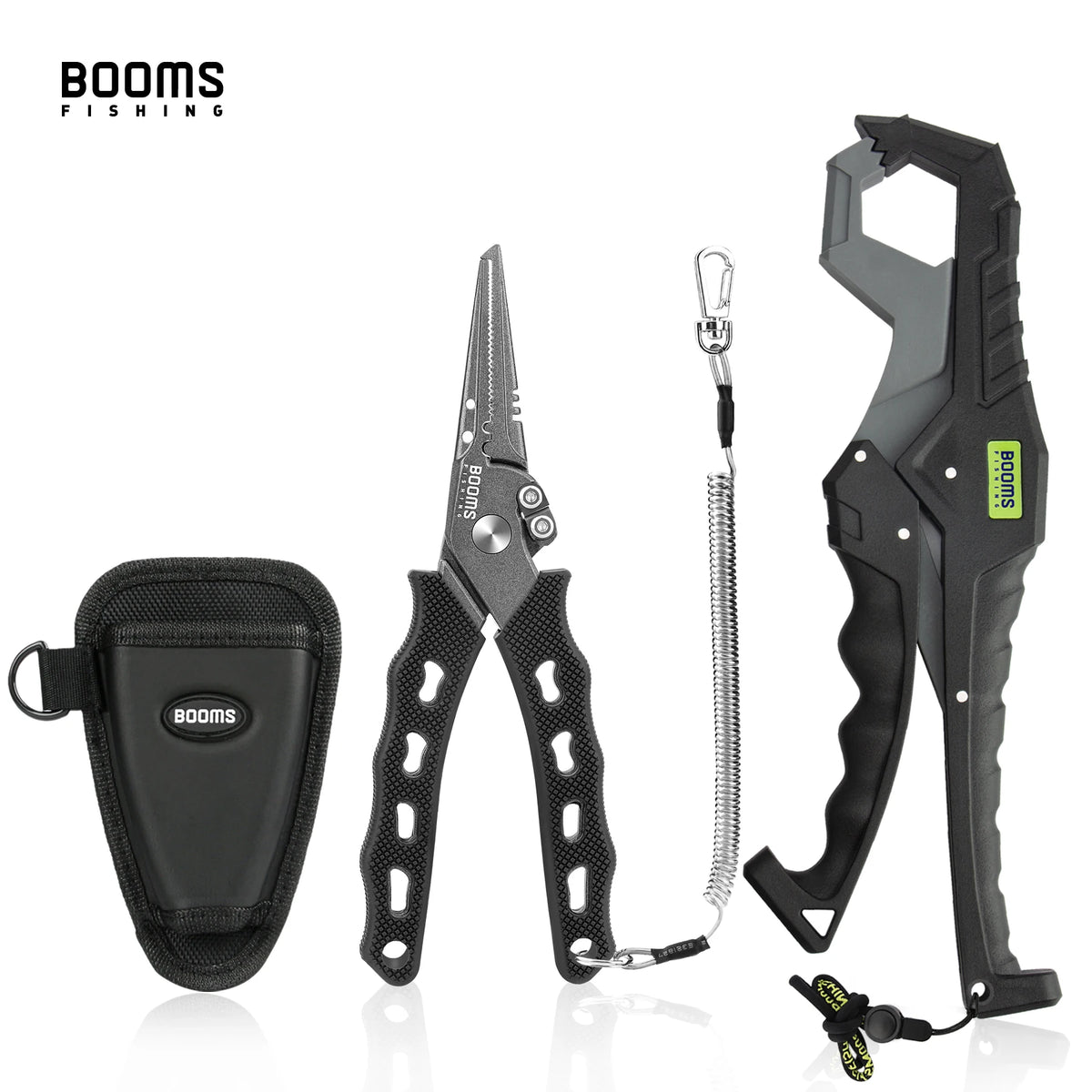 Booms Fishing G5F7 Pliers & Fish Gripper Set | Lanyard & Sheath | Fishing Tool Kit