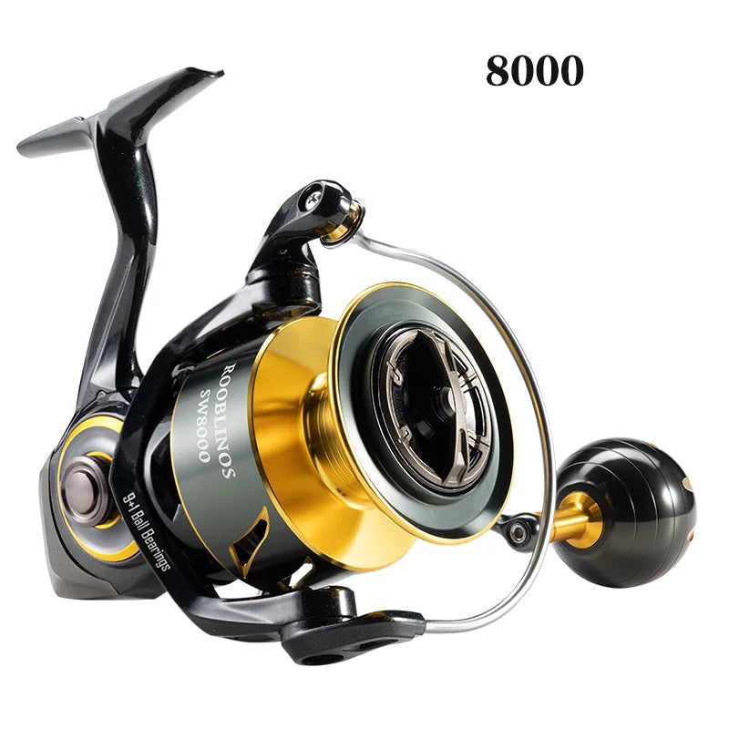 SW Saltwater Spinning Reel 4000β8000 β 9+1 Ball Bearings, Heavy-Duty Smooth Drag