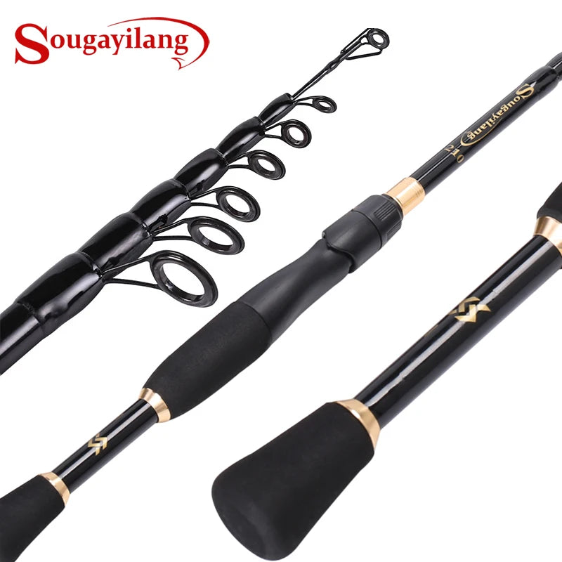 Sougayilang Ultralight Telescopic Fishing Rod | 1.8m–2.4m Carbon Travel Spinning Rod | 10–30g