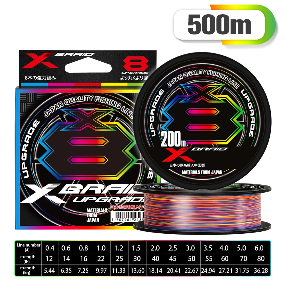 X-Braid Upgrade X8 Multicolour Braided Fishing Line | 8-Strand | 300m / 500m / 1000m