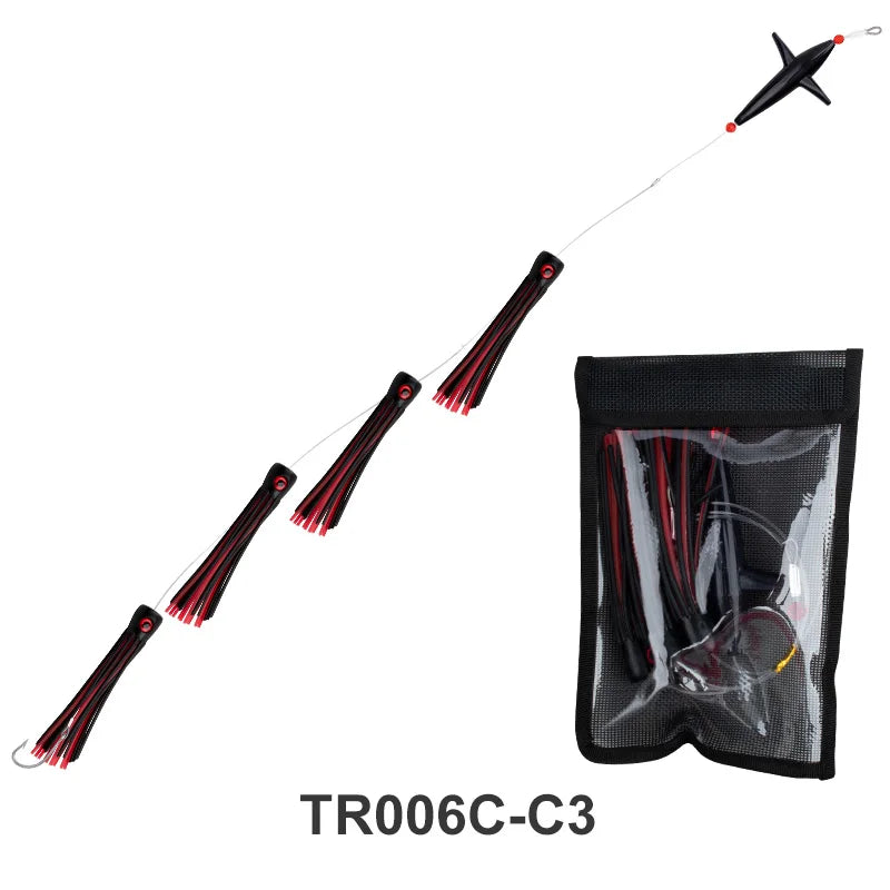 TEASER TR006-C Daisy Chain Bird Teaser | Feather Trolling Lure Set | Rigged Offshore Lure