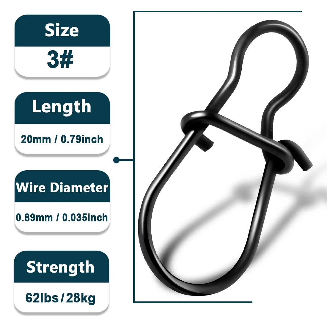 Duo Lock Fishing Snaps – 50–100 pcs Stainless Steel Quick Clips (8–20 mm, Rust-Resistant)