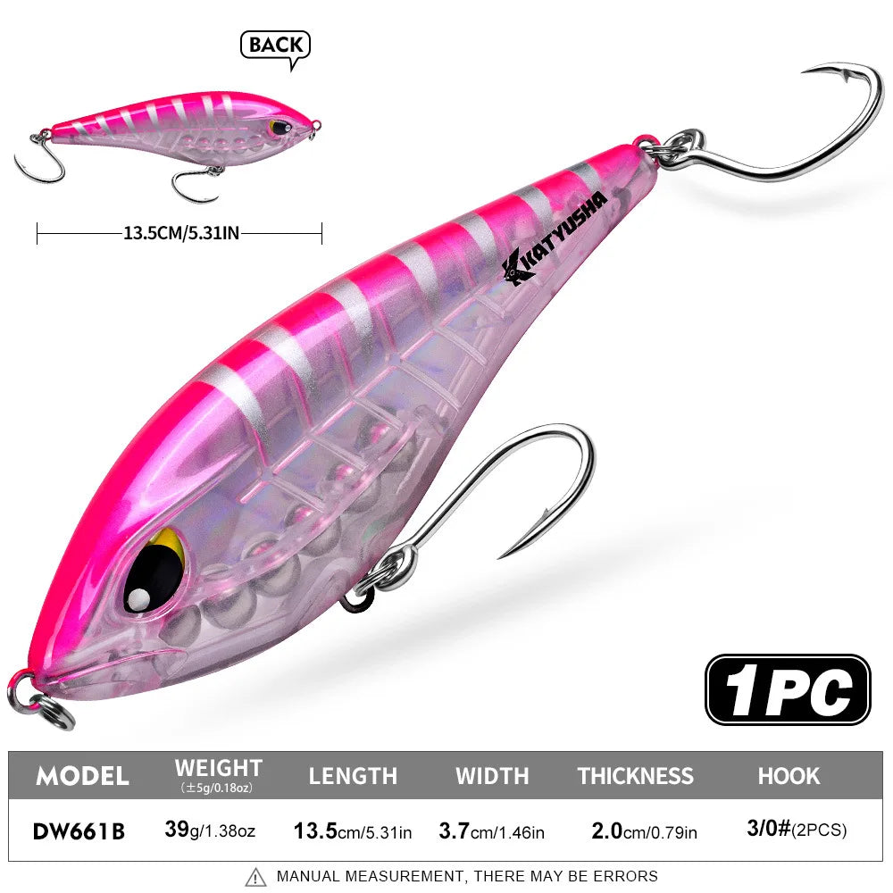 Heavy-Duty Sinking VIB Pencil Lure | 39g / 125g | Long-Cast Offshore Hard Bait