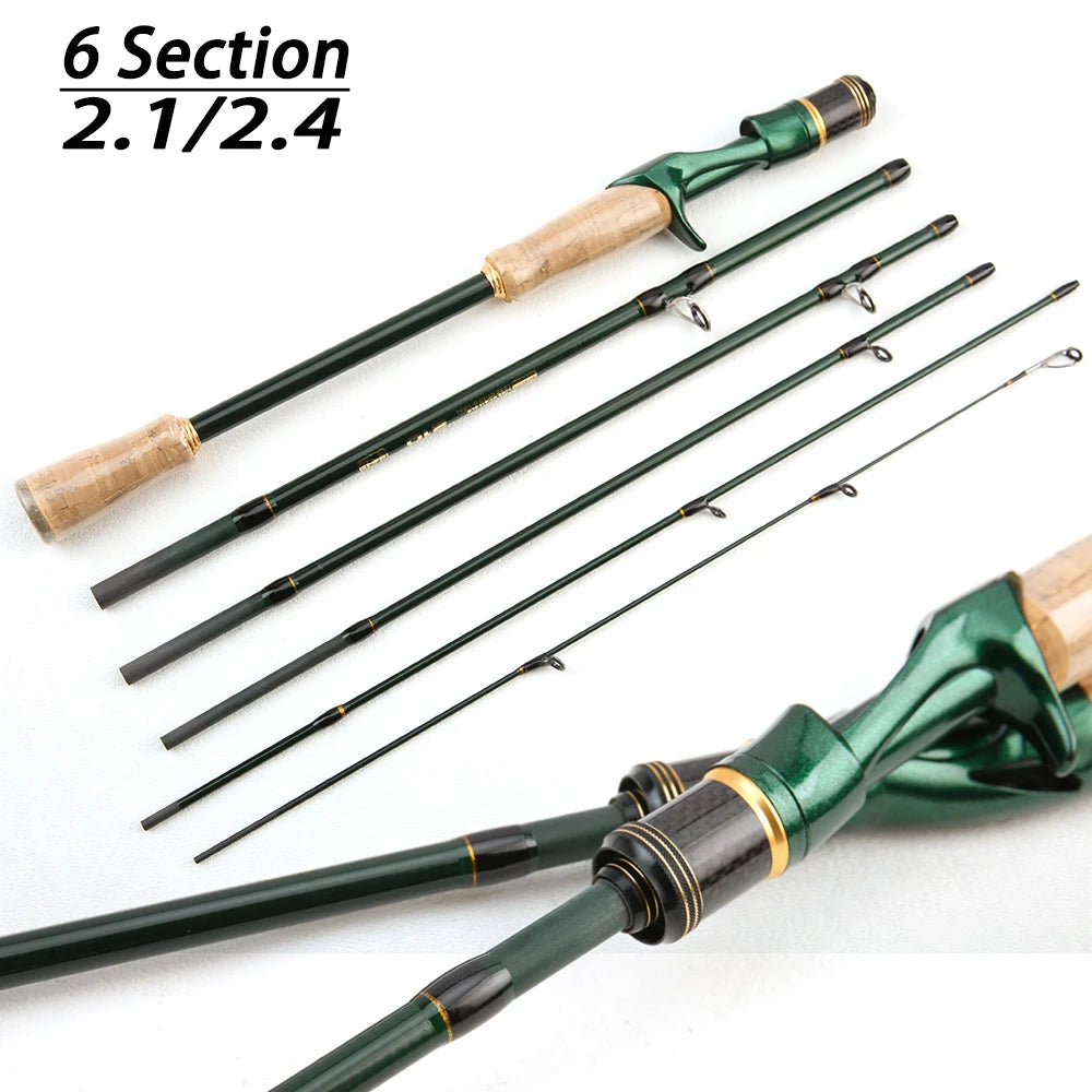 Carbon Travel Lure Rod | 2.1m / 2.4m | 6-Piece | Solid Tip | Ultralight Spinning & Casting Rod