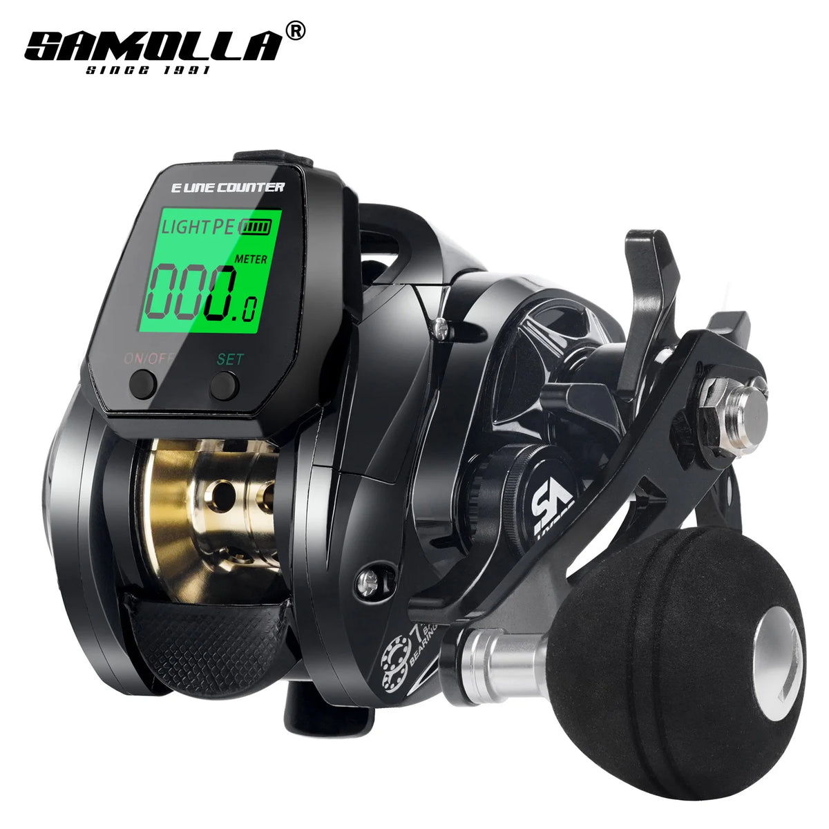 SAMOLLA Digital Line Counter Fishing Reel | USB Rechargeable | Deep Sea & Boat Reel