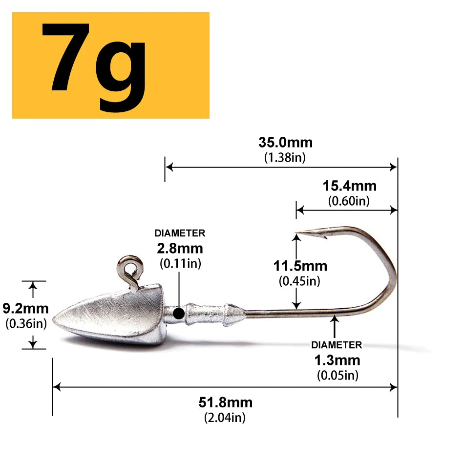 Triangle Jig Head Hooks | 3.5g–20g Weighted Soft Plastic Hooks | Fishing Jig Heads