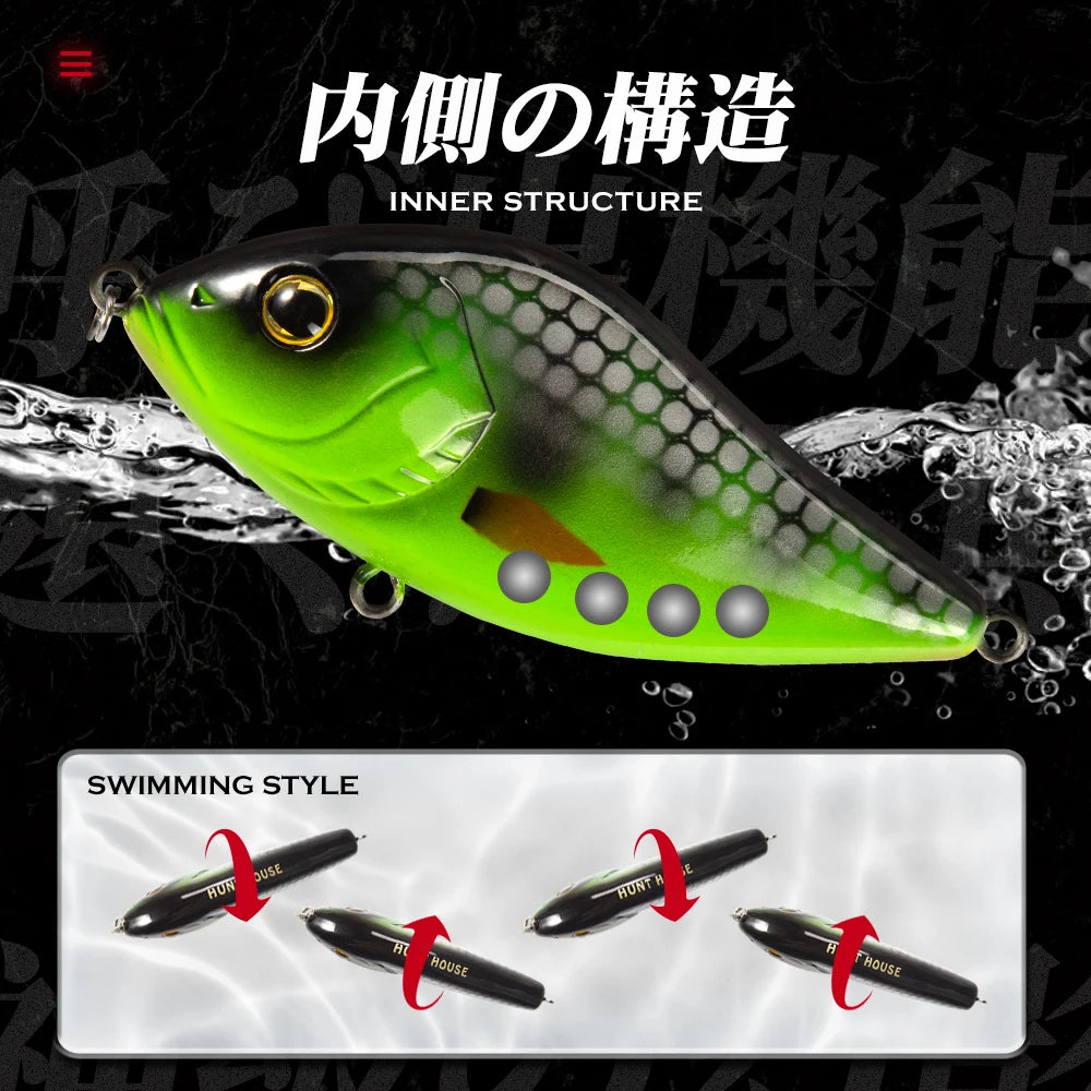 Hunthouse Slider Sinker VIB Lures (3-Pack) | 70mm & 100mm | Variable Sinking Jerkbaits | Predator Fishing