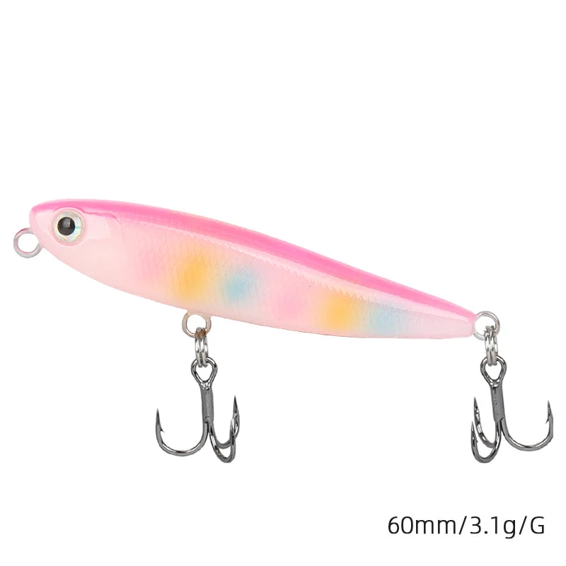 TSURINOYA DW64 Topwater Pencil Lure | 60mm 3.1g Floating Walk-the-Dog Hardbody