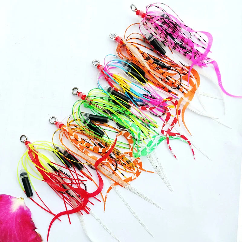 50-Piece Snapper Skirt Rig Pack – Size 13# Hooks, Saltwater Fishing Lure Skirts