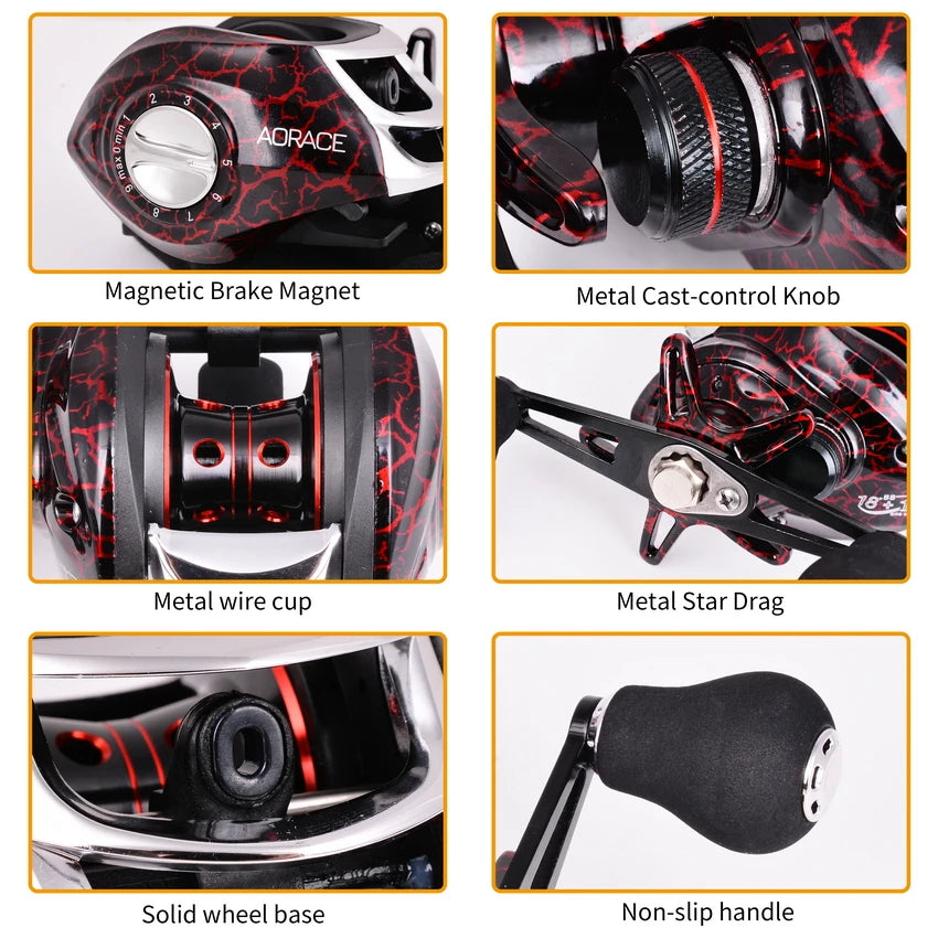 Baitcaster Reel | 7.2:1 High-Speed Gear Ratio | 8–10KG Max Drag | Lightweight Lure Casting Reel