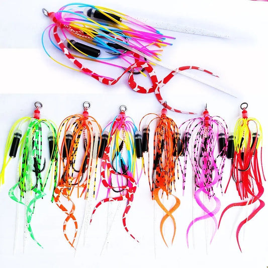 50-Piece Snapper Skirt Rig Pack – Size 13# Hooks, Saltwater Fishing Lure Skirts