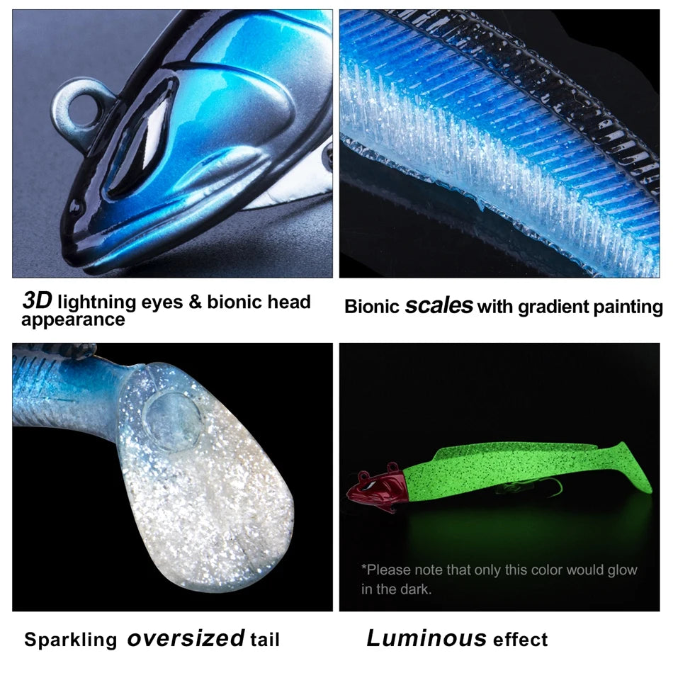 Goture Soft Bait Set – 5 pcs 10.5 cm / 21 g Lifelike Silicone Lures (Double Treble Hooks, Fresh & Saltwater)