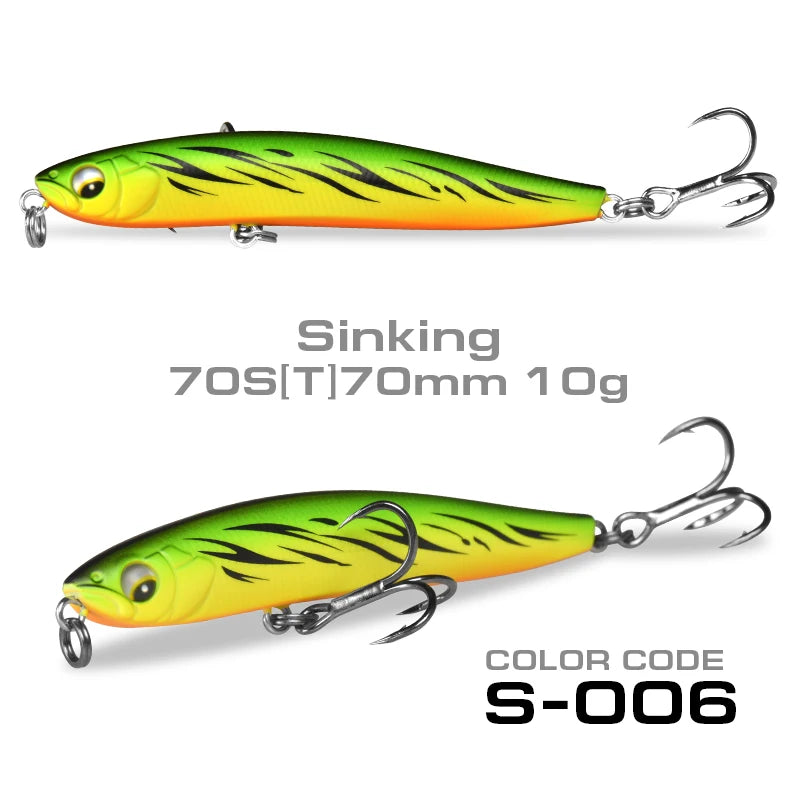 StrikeForce 70mm Stickbait Fishing Lure | 10g Sinking / 4.3g Floating Pencil Lure