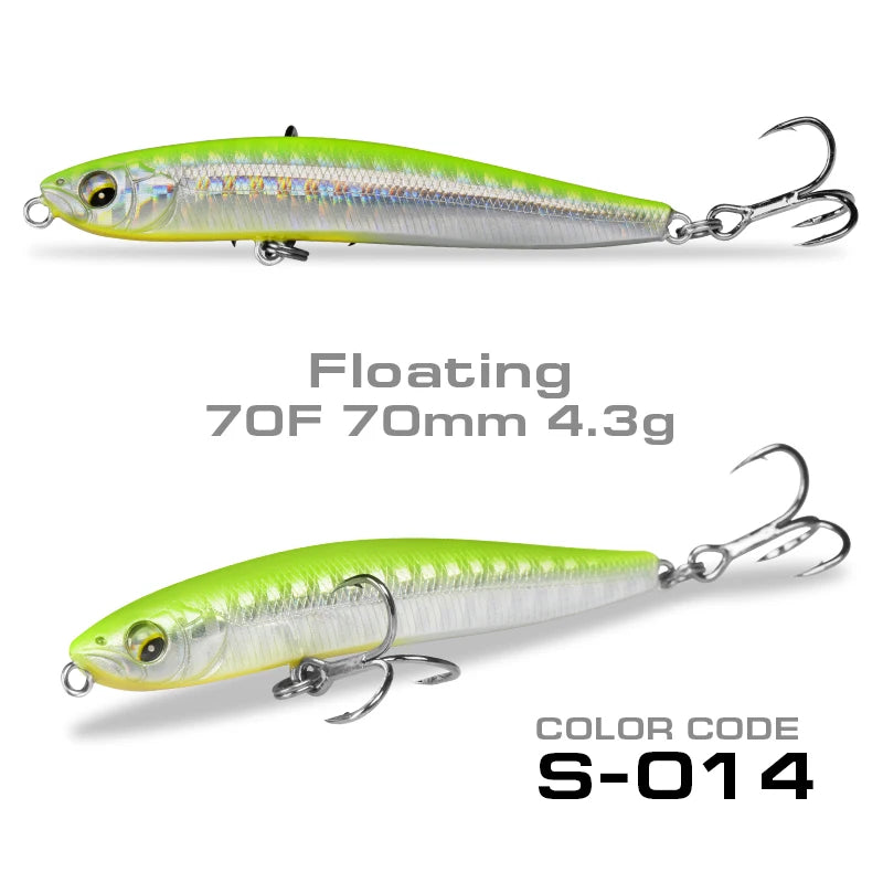 StrikeForce 70mm Stickbait Fishing Lure | 10g Sinking / 4.3g Floating Pencil Lure