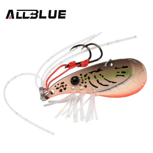 ALLBLUE Crazy Shrimp Metal VIB Lure | 7g / 14g | Sinking Blade Spoon | Assist Hook & Rubber Skirt | Bass & Predator Bait