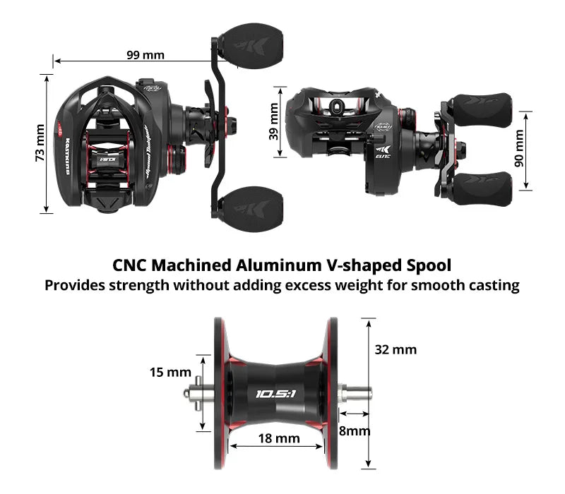 KastKing Speed Demon Elite Baitcasting Reel | 10.5:1 Gear Ratio | 10+1 Bearings | 8.1kg Drag