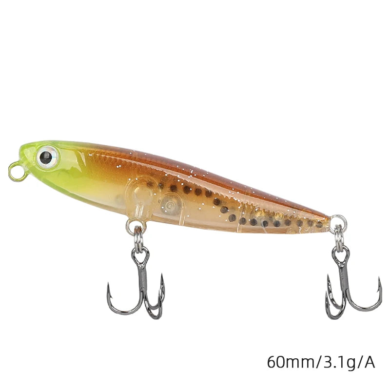 TSURINOYA DW64 Topwater Pencil Lure | 60mm 3.1g Floating Walk-the-Dog Hardbody
