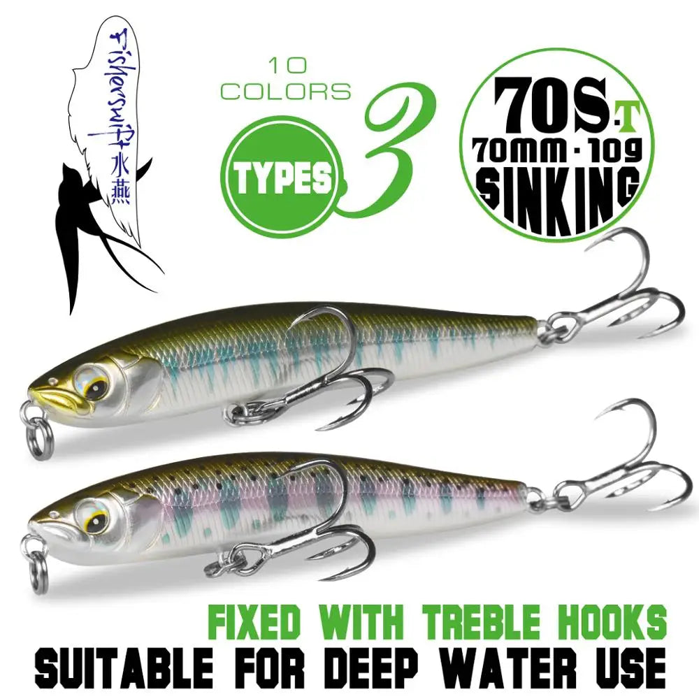 StrikeForce 70mm Stickbait Fishing Lure | 10g Sinking / 4.3g Floating Pencil Lure