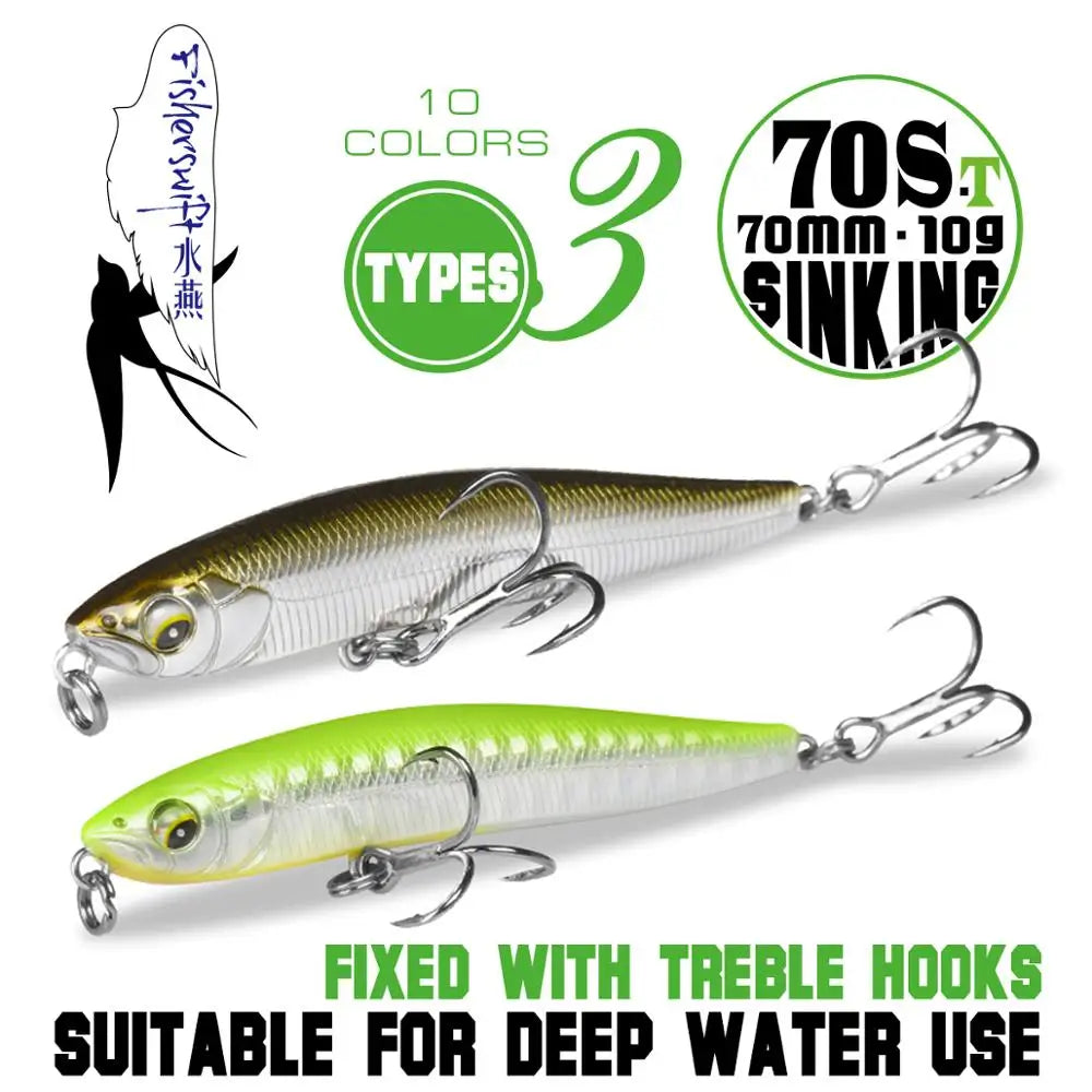 StrikeForce 70mm Stickbait Fishing Lure | 10g Sinking / 4.3g Floating Pencil Lure