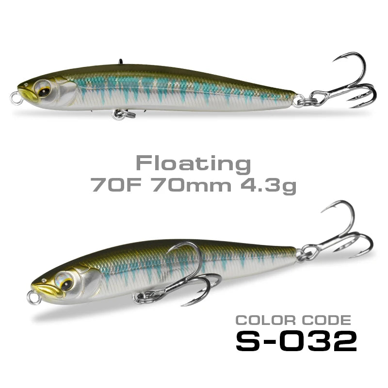 StrikeForce 70mm Stickbait Fishing Lure | 10g Sinking / 4.3g Floating Pencil Lure