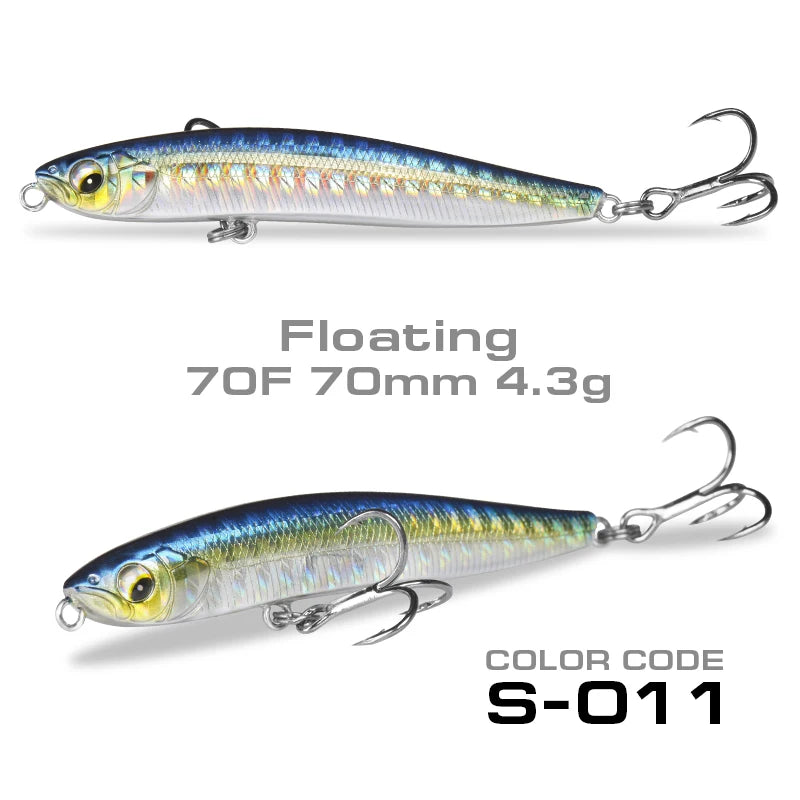 StrikeForce 70mm Stickbait Fishing Lure | 10g Sinking / 4.3g Floating Pencil Lure