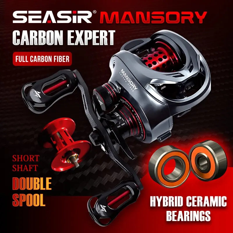 SEASIR Mansory Baitcasting Reel | 146g Ultralight Carbon | 7.3:1 HS | 11+1 Bearings | Dual Spool