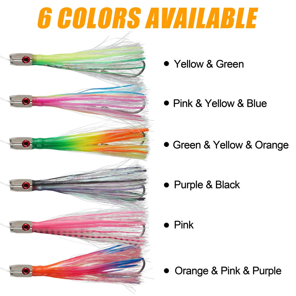 90g Skirted Trolling Jig Head Lure | Big Game Octopus Skirt | Offshore Marlin & Tuna Lure