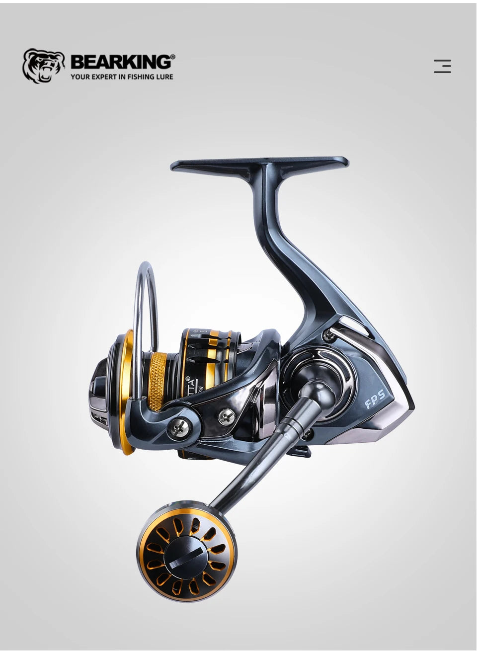 BEARKING Spinning Reel – 5.2:1 Gear Ratio, 12 kg Drag & Carbon Brake System (241 g Lightweight Design)