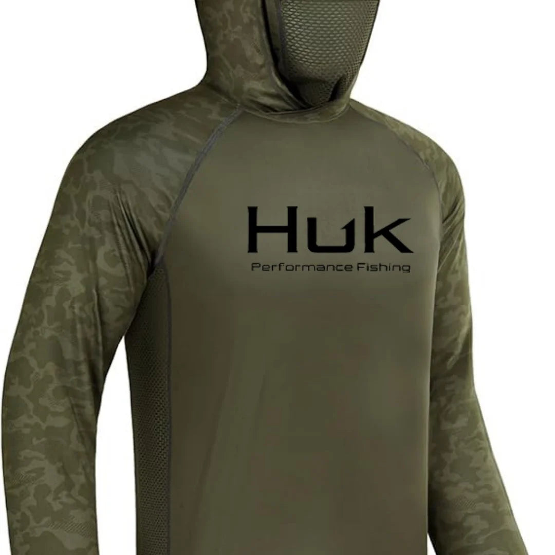HUK Men’s Long Sleeve Camo Fishing Hoodie – UPF 50+ Sun Protection, Quick-Dry & Breathable