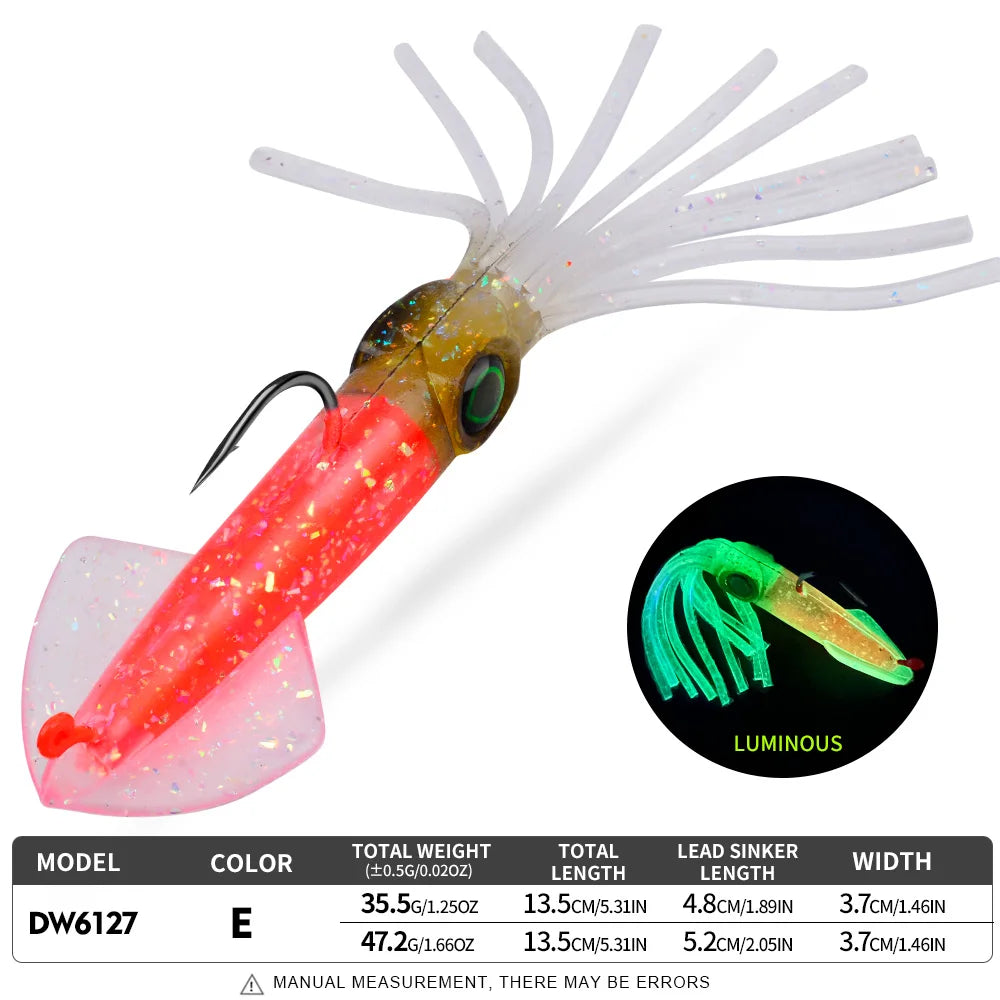 Proberos Luminous Squid Soft Jig | 35.5g / 47.2g | Heavy Lead Hook Swimbait