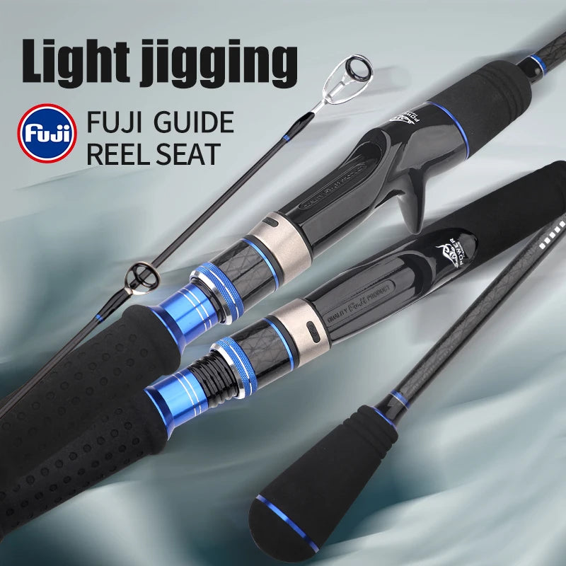 ROLLFISH Premium 2-Section Carbon Fiber Jigging Rod – Fast Action with Fuji Guides & Reel Seat