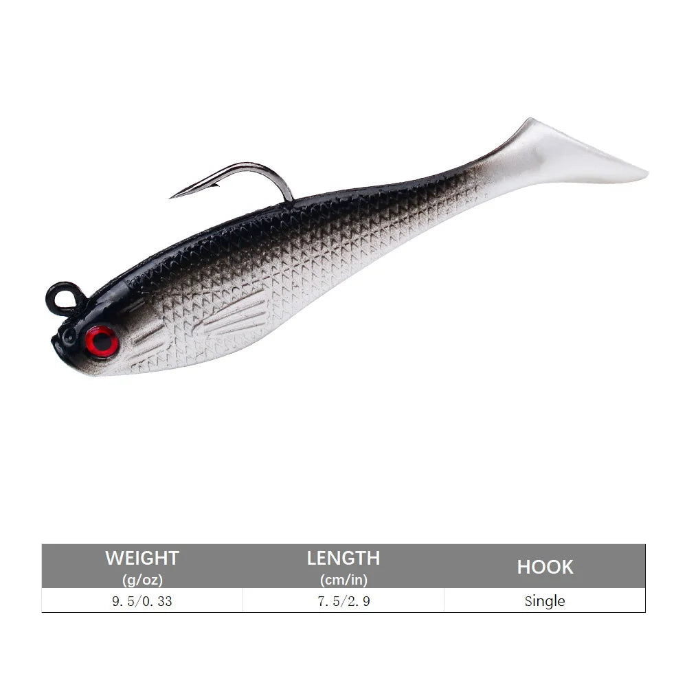 SANMO Curly Tail Soft Lure | 75mm / 85mm Sinking Swimbait | T-Tail Fishing Bait