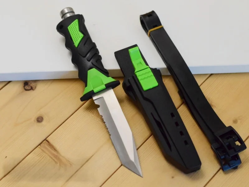 Dive Rescue Knife | Stainless Steel Fixed Blade | Leg Strap Mount