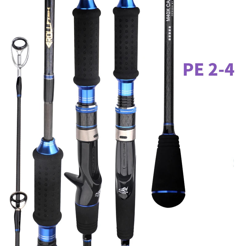 ROLLFISH Premium 2-Section Carbon Fiber Jigging Rod – Fast Action with Fuji Guides & Reel Seat