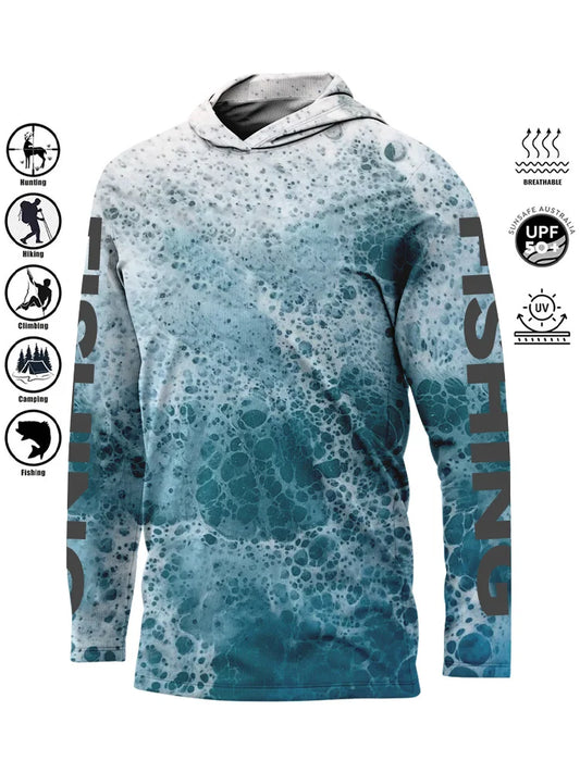 Men’s UPF50+ Fishing Hoodie | Quick-Dry Breathable Long Sleeve Fishing Shirt