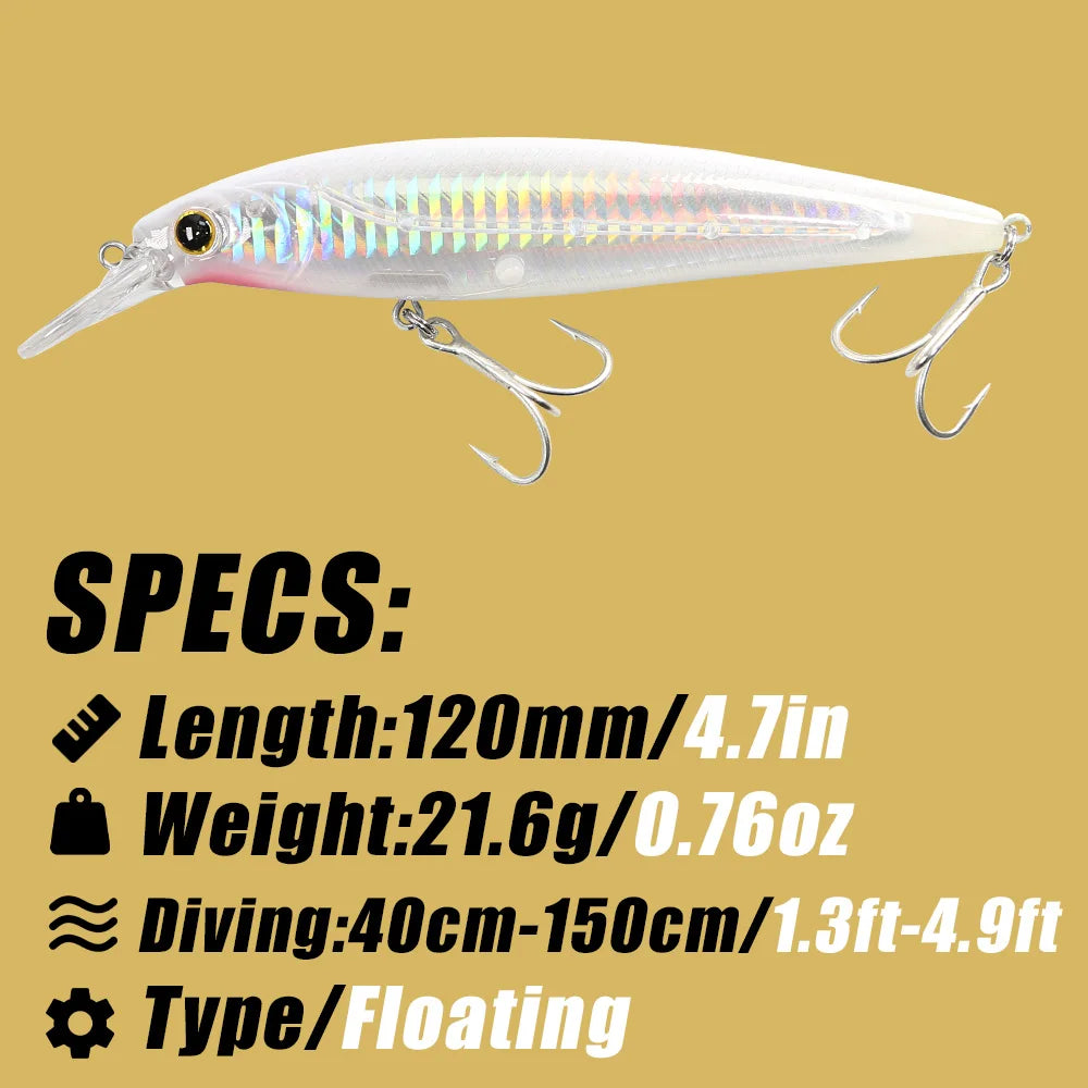 B&U Galaxy M120F Jerkbait | 120mm 21.6g Floating Hardbody Lure