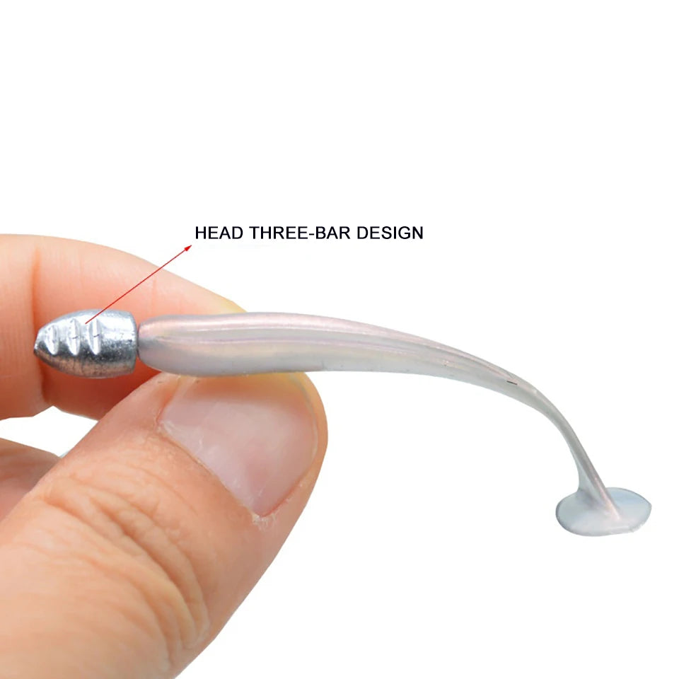 5pcs T-Tail Soft Lure Set with Jig Heads | Paddle Tail Swimbaits | Pre-Rigged Fishing Lures