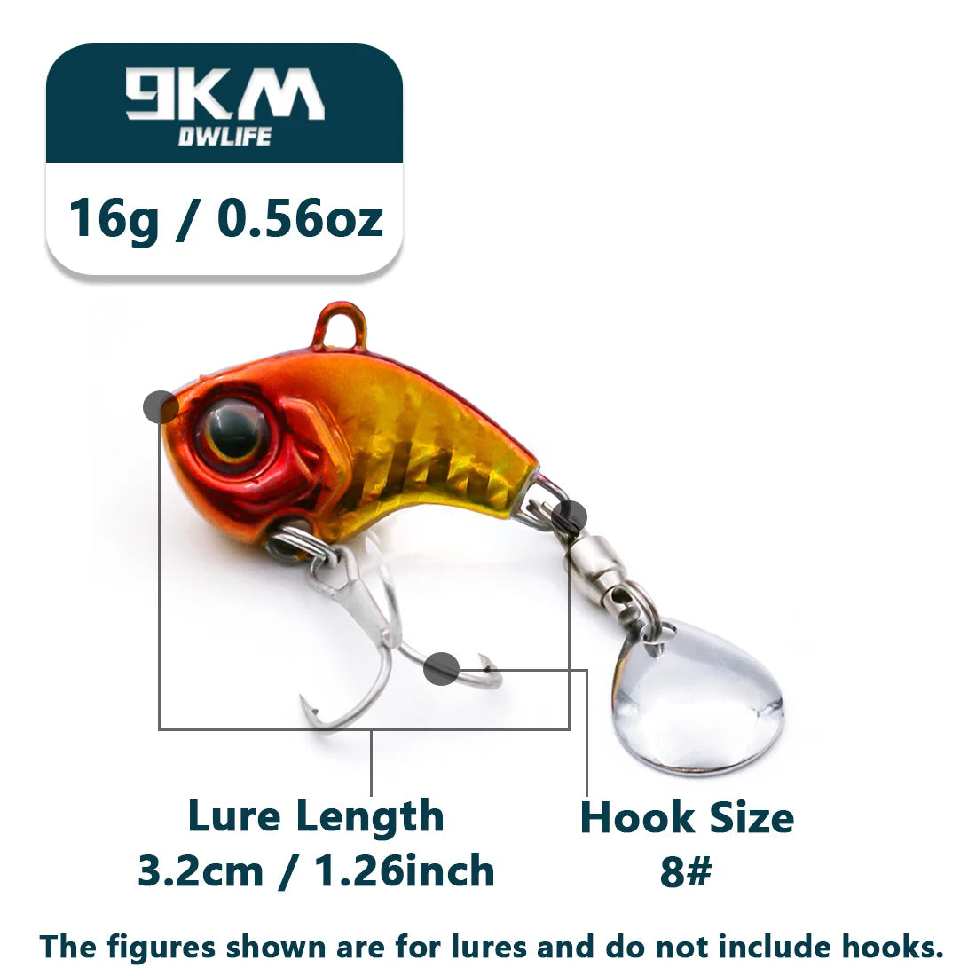 9KM DWLIFE Tail Spinner VIB Lure | 9g–16g Sinking Blade Bait | Long Casting Vibration Lure