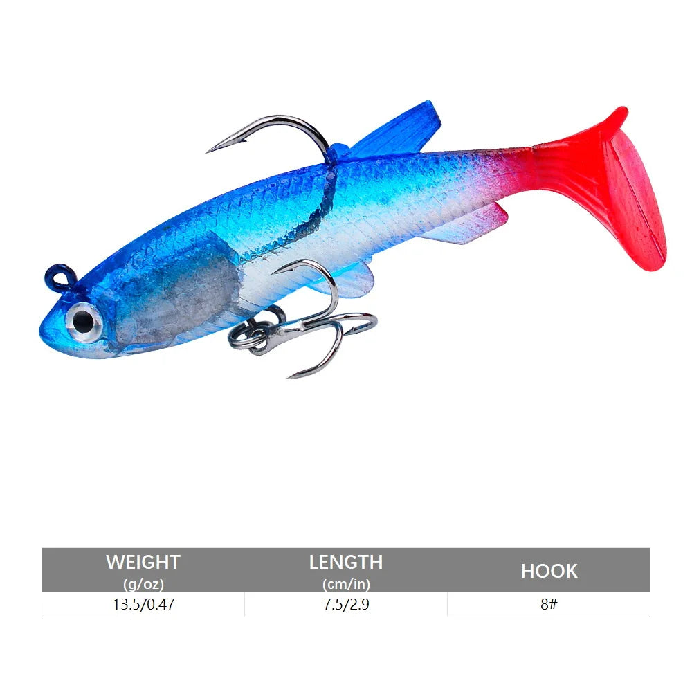 SANMO Curly Tail Soft Lure | 75mm / 85mm Sinking Swimbait | T-Tail Fishing Bait