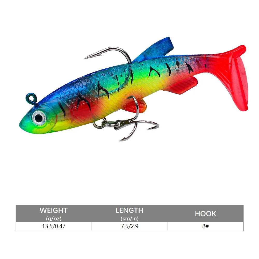 SANMO Curly Tail Soft Lure | 75mm / 85mm Sinking Swimbait | T-Tail Fishing Bait