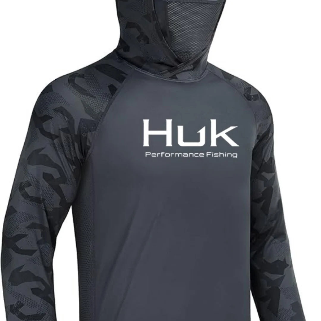 HUK Men’s Long Sleeve Camo Fishing Hoodie – UPF 50+ Sun Protection, Quick-Dry & Breathable